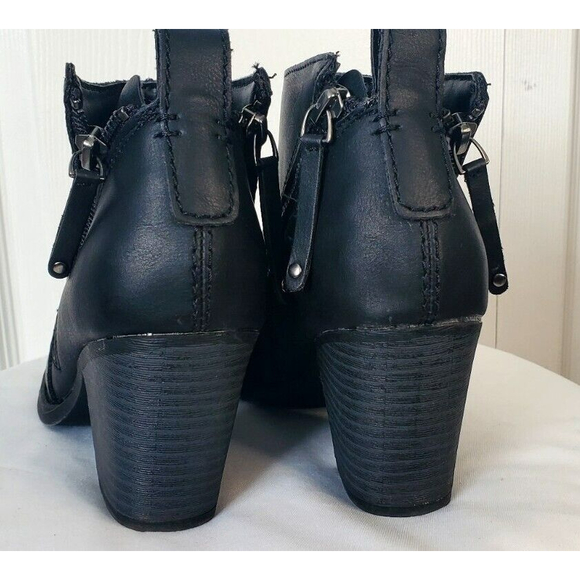 Massini Black Faux Leather Ashton Ankle Boots Booties Women's 6 Two Side Zippers - Picture 3 of 7